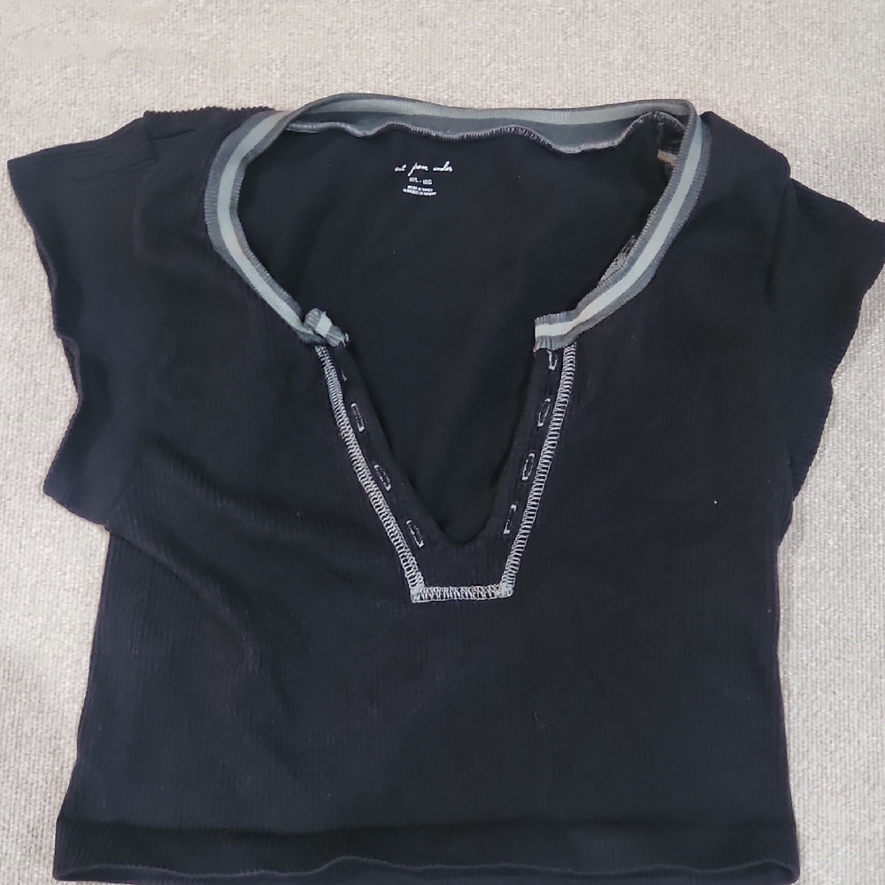 Women's Black V-Neck Top
